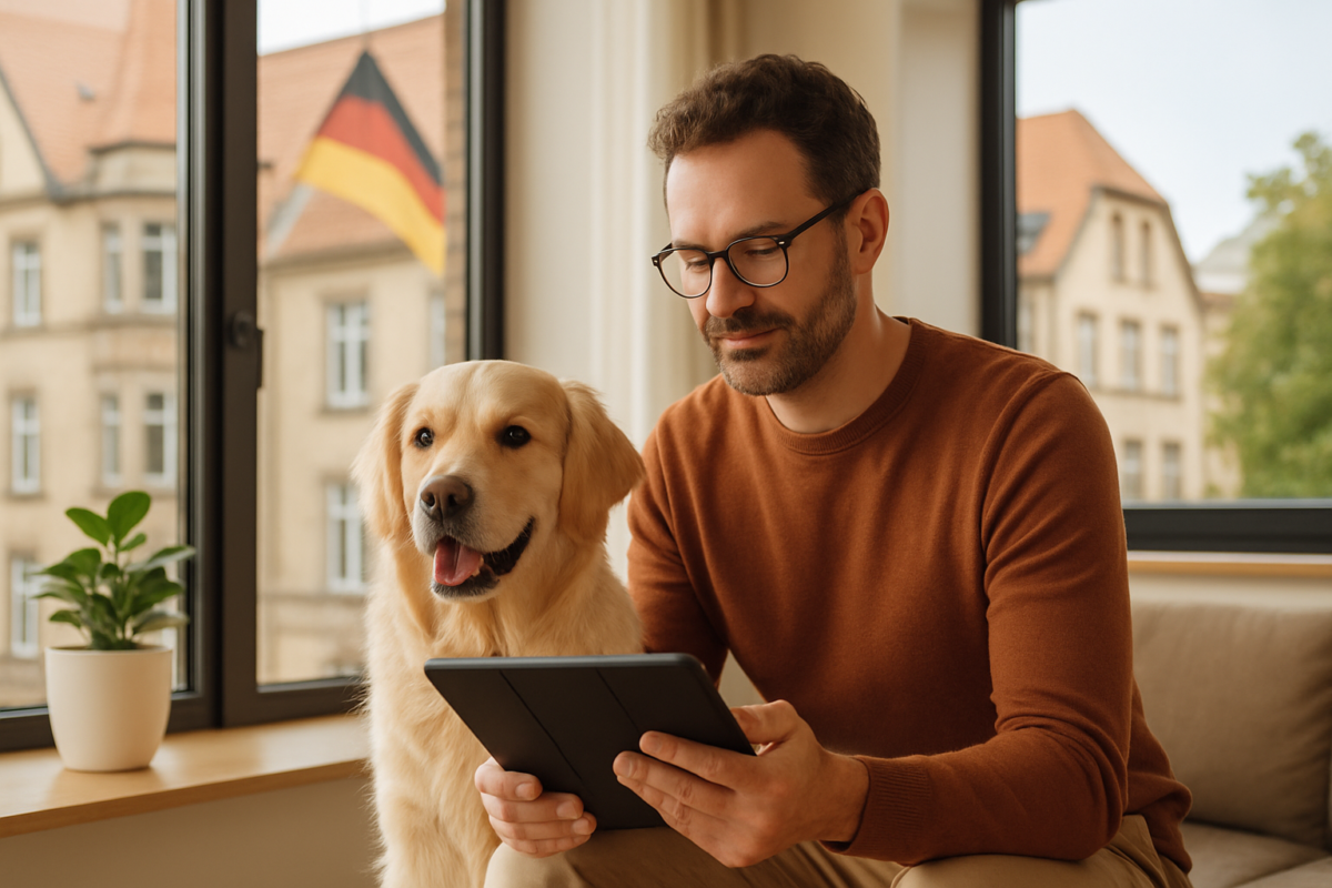 Ein Schäferhund und sein Besitzer bei der Hundehaftpflicht Deutschland Beratung
